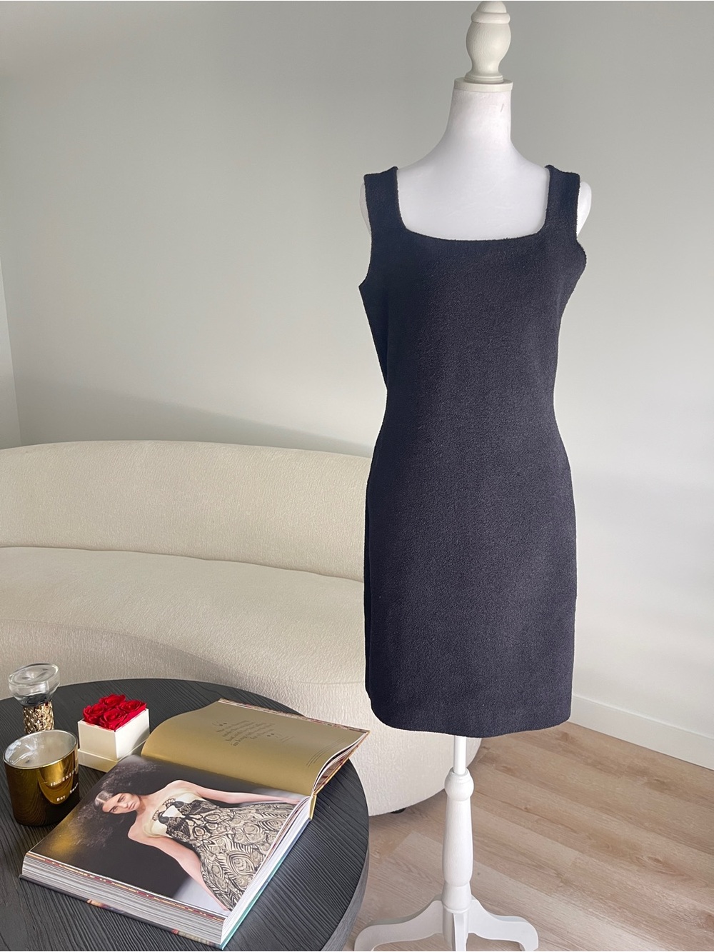 Bottega Veneta Black Towelling Knit Dress Size M
